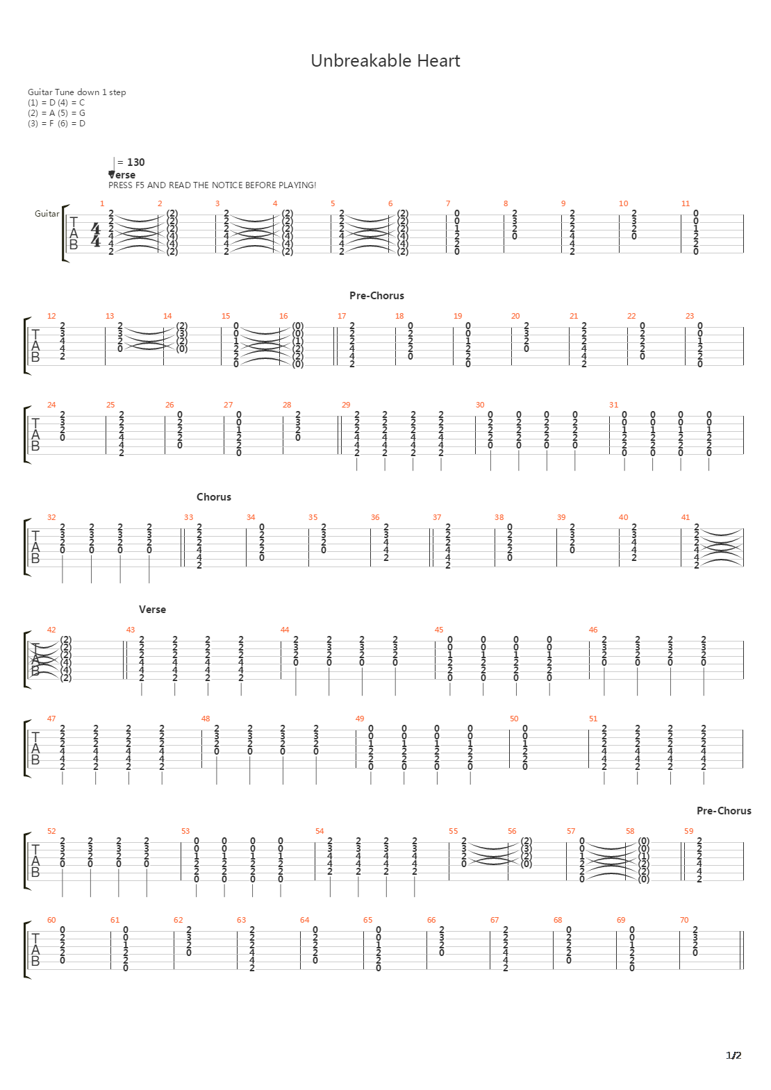 Unbreakable Heart吉他谱