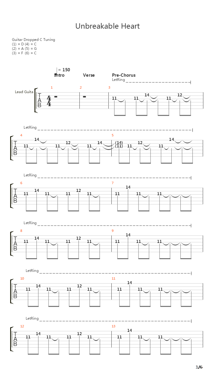 Unbreakable Heart吉他谱