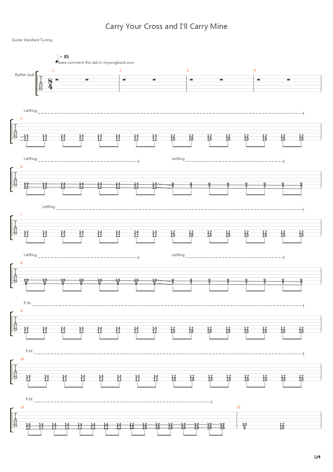 Carry Your Cross And Ill Carry Mine吉他谱