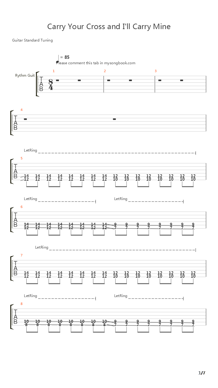 Carry Your Cross And Ill Carry Mine吉他谱