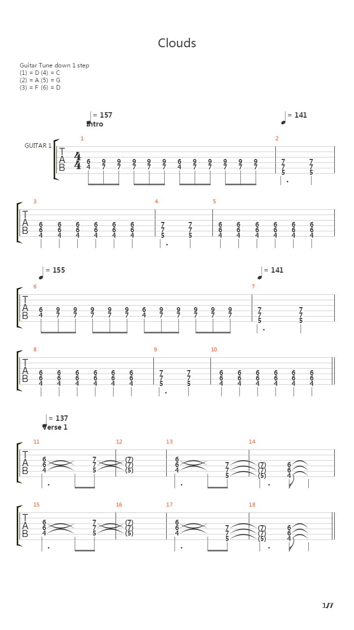 Clouds吉他谱