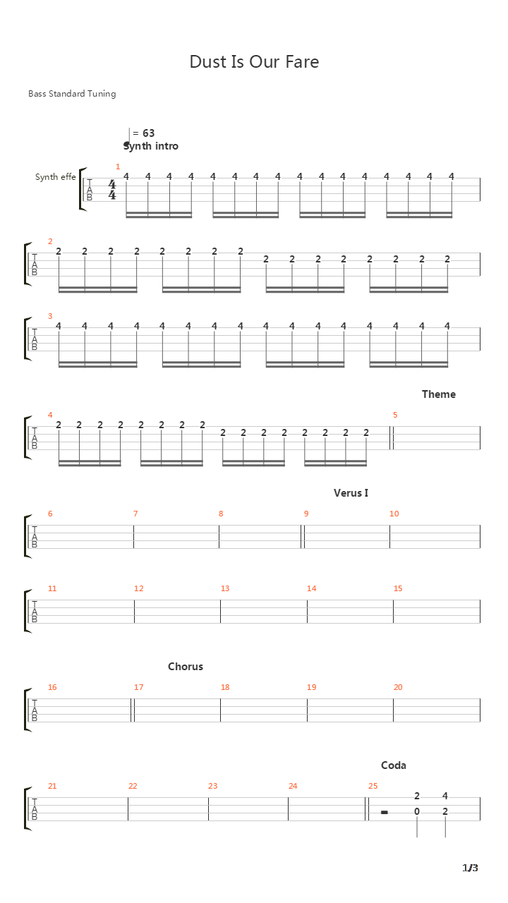 Dust Is Our Face吉他谱
