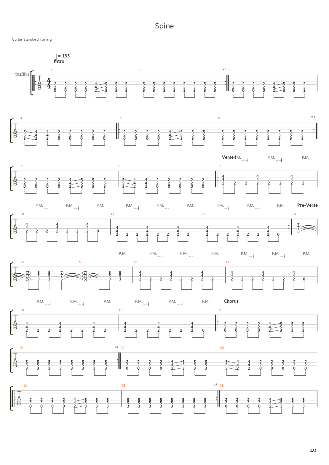 Spine吉他谱