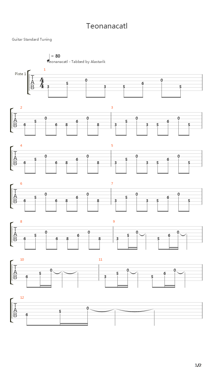 Teonanacatl吉他谱