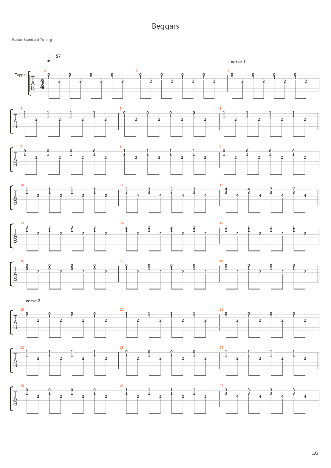 Beggars吉他谱