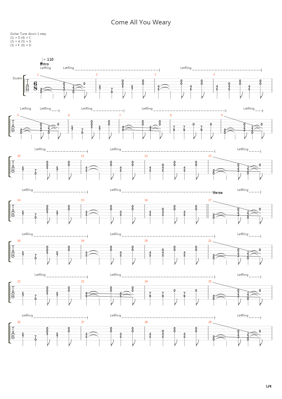 Come All You Weary吉他谱