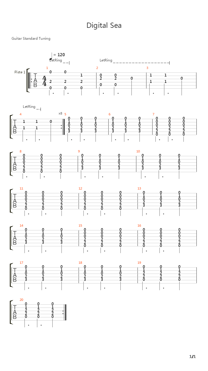 Digital Sea吉他谱