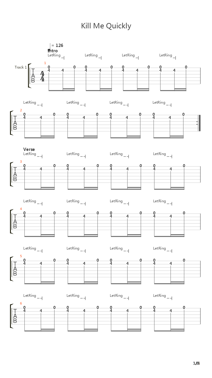 Kill Me Quickly吉他谱