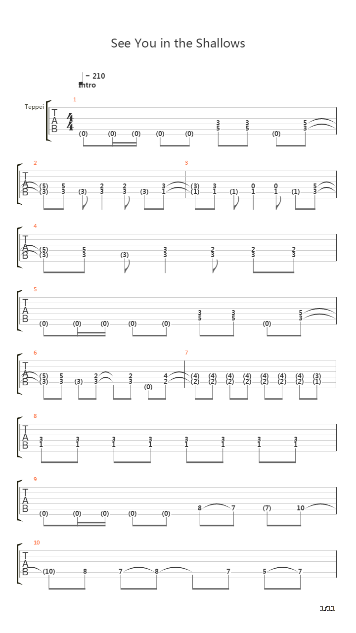 See You In The Shallows吉他谱