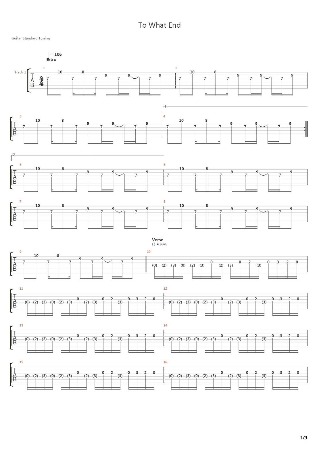 To What End吉他谱