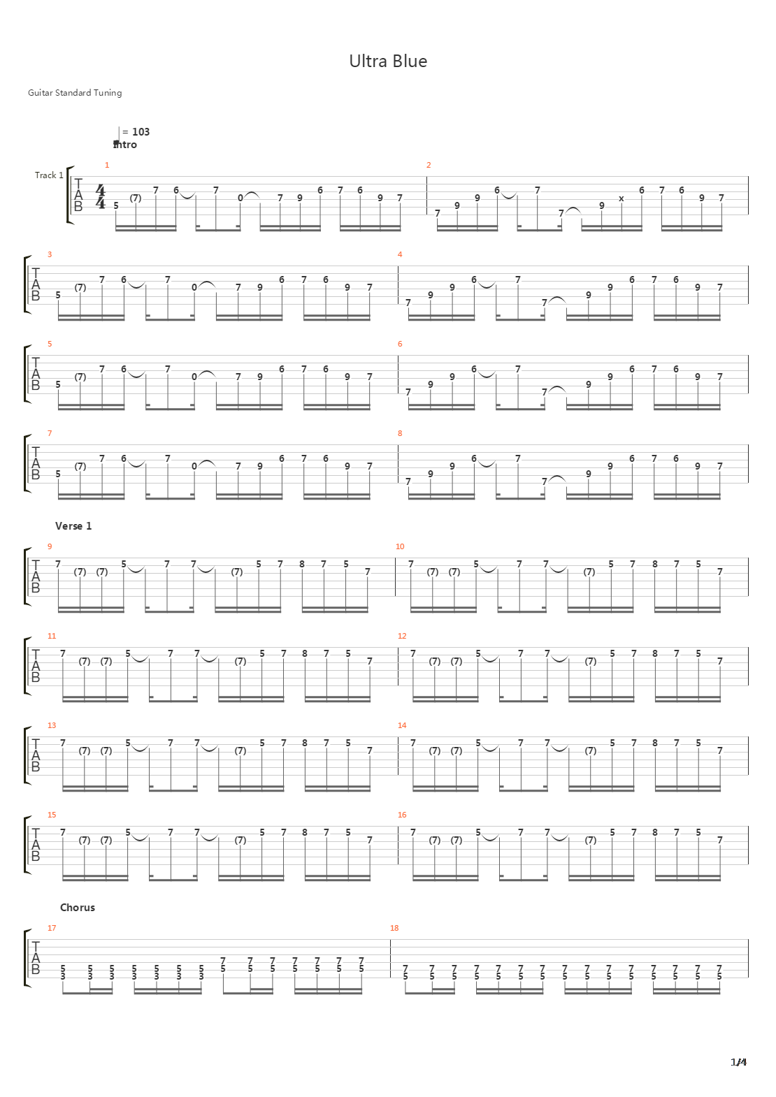 Ultra Blue吉他谱
