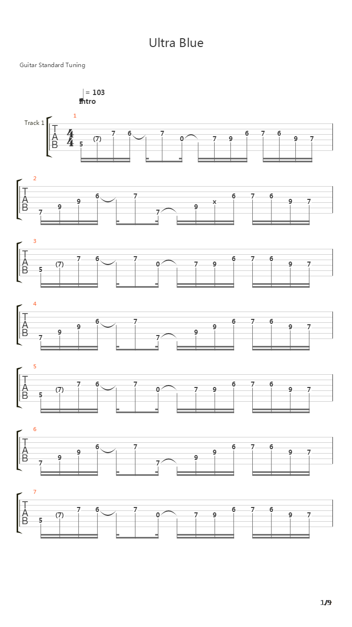 Ultra Blue吉他谱