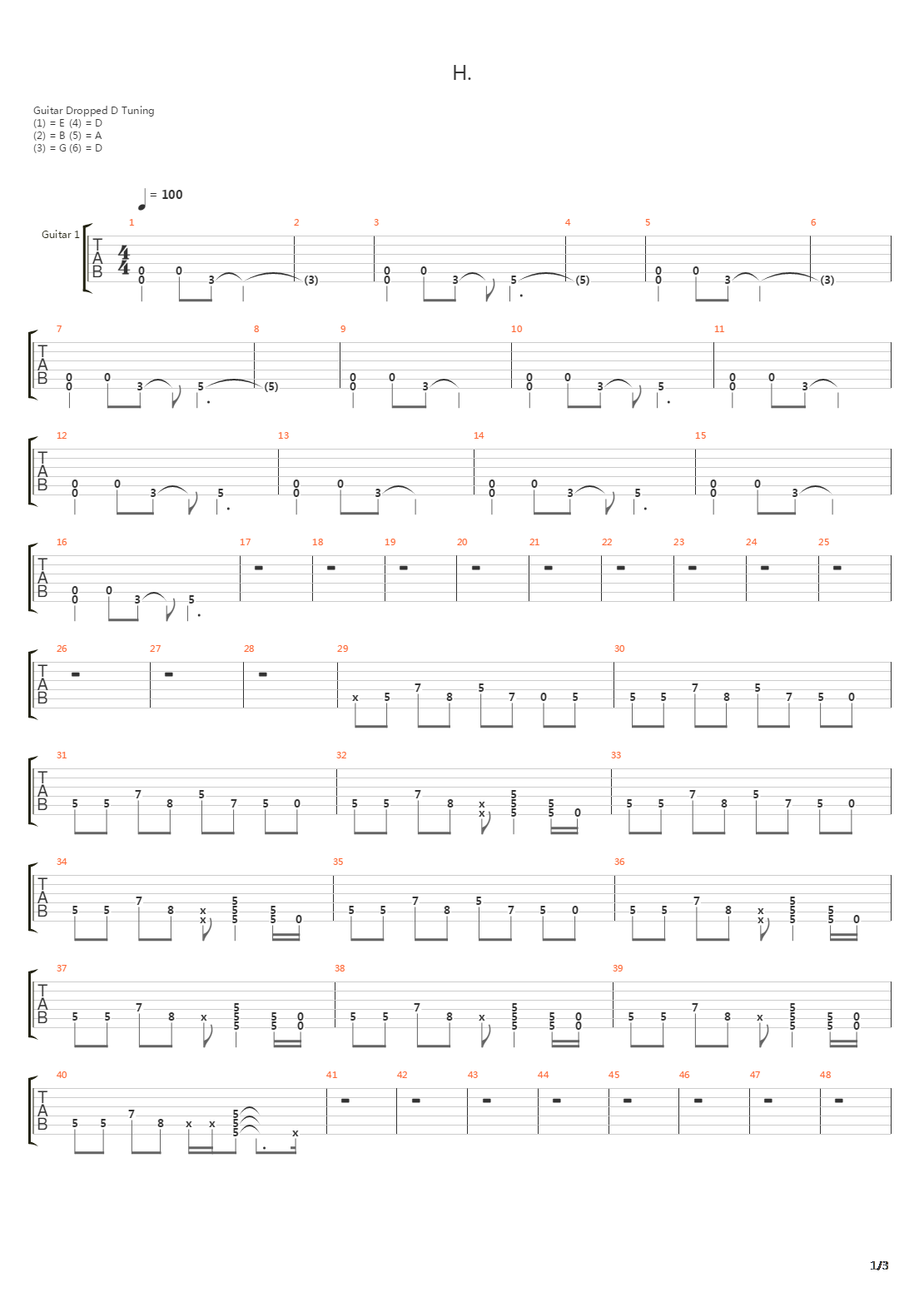 H吉他谱