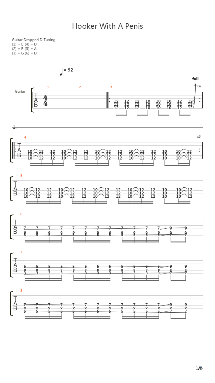 Hooker With A Penis吉他谱