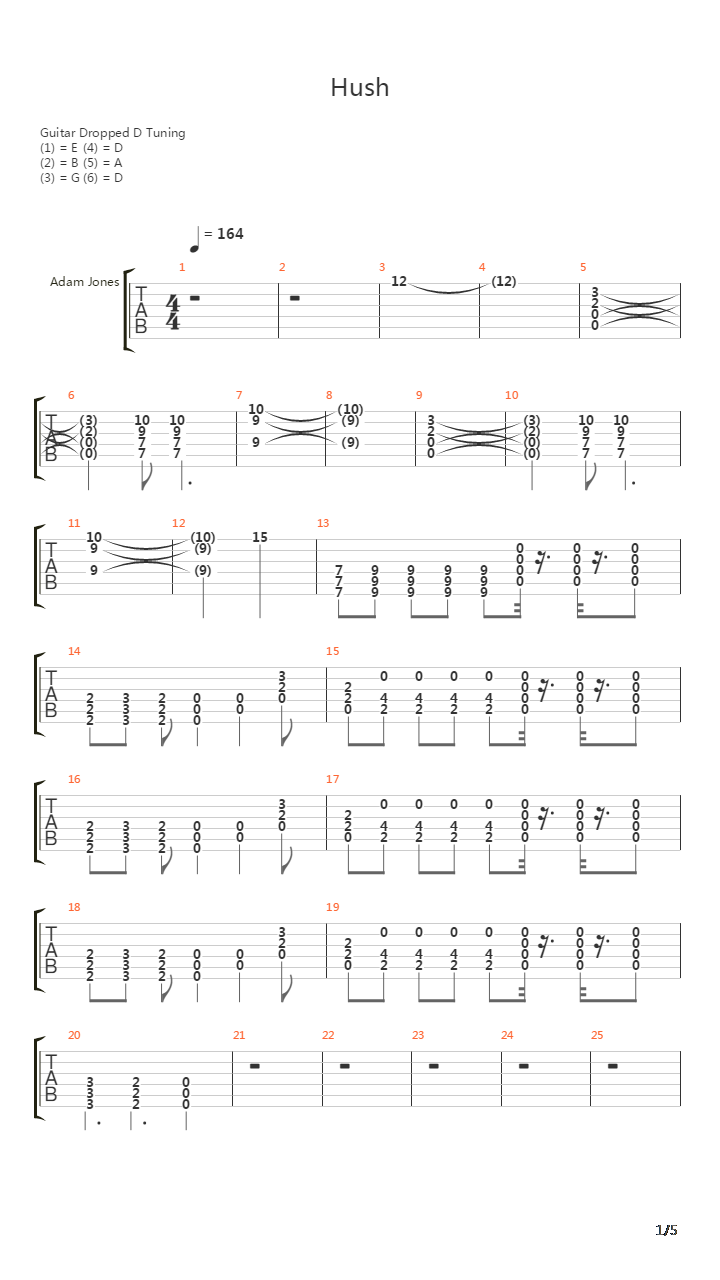 Hush吉他谱