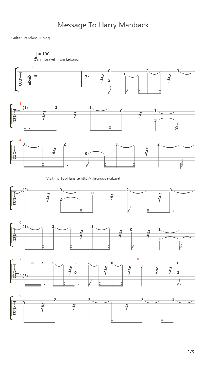 Message To Harry Manback吉他谱