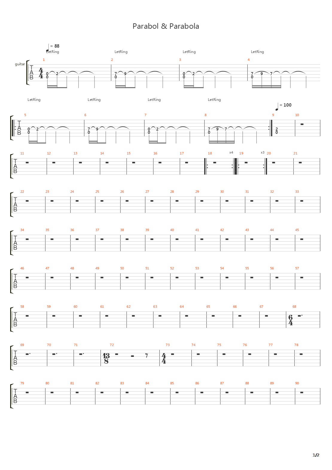 Parabol And Parabola吉他谱