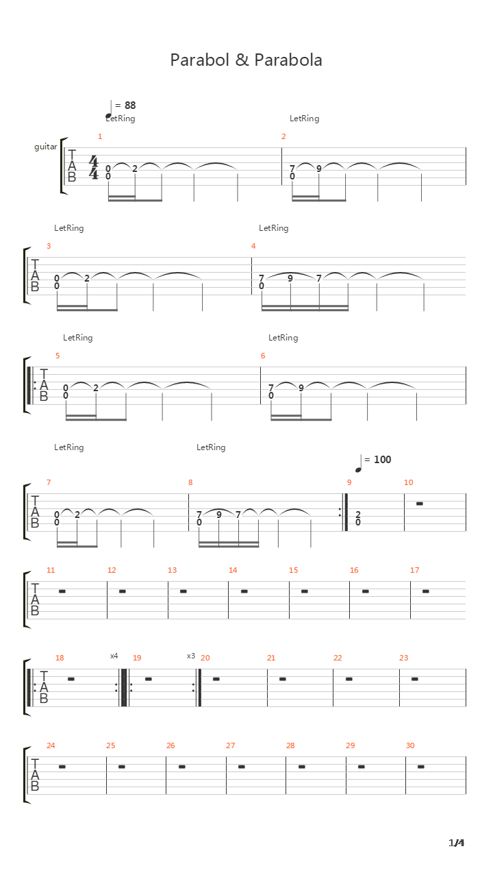 Parabol And Parabola吉他谱