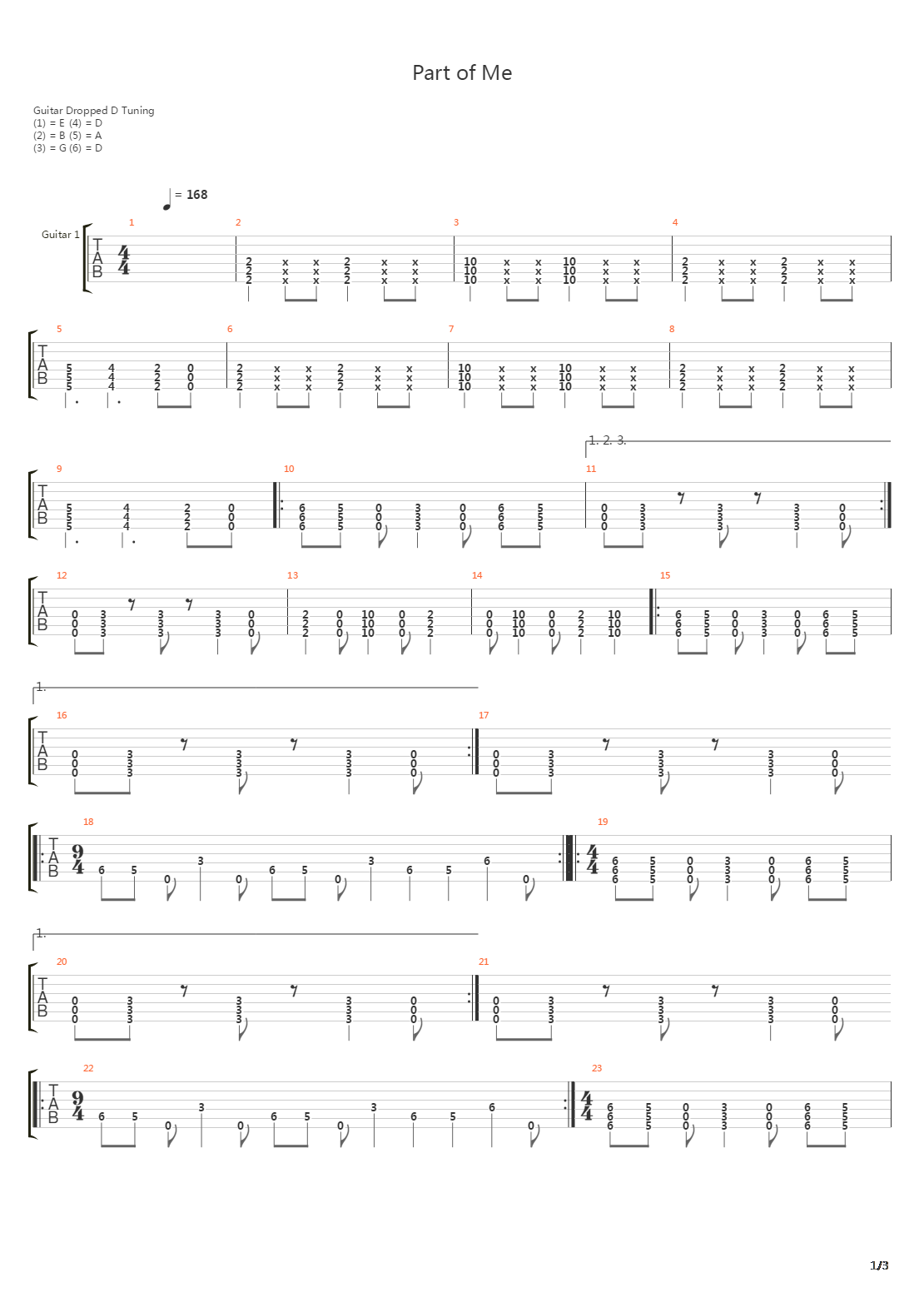 Part Of Me吉他谱