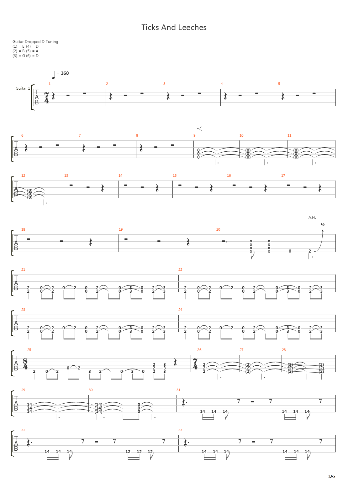 Ticks And Leeches吉他谱