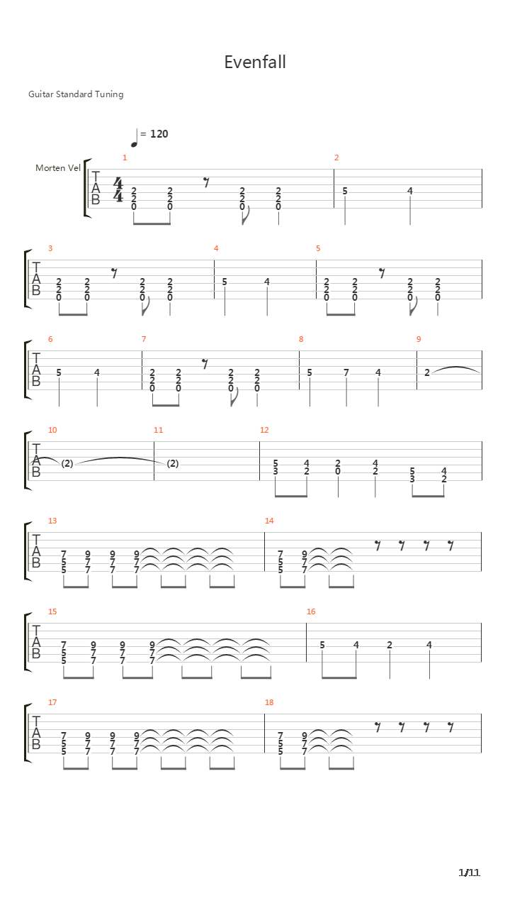 Evenfall吉他谱