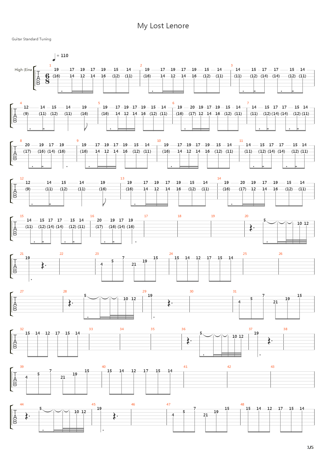 My Lost Lenore吉他谱