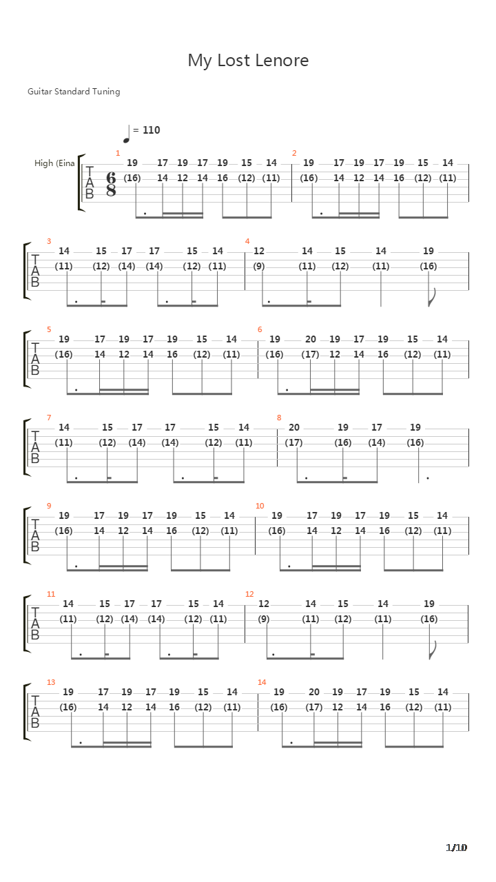 My Lost Lenore吉他谱