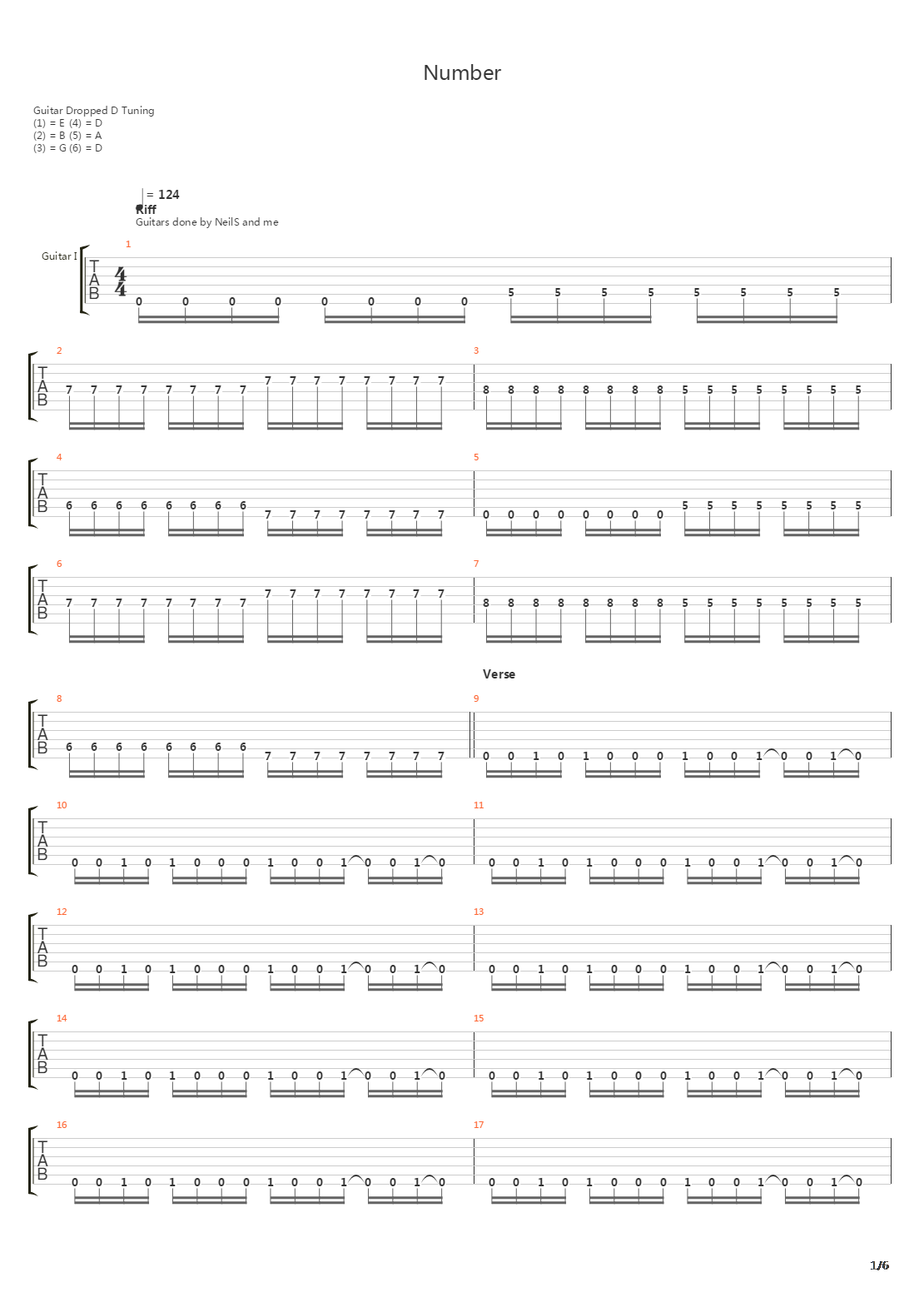 Number吉他谱