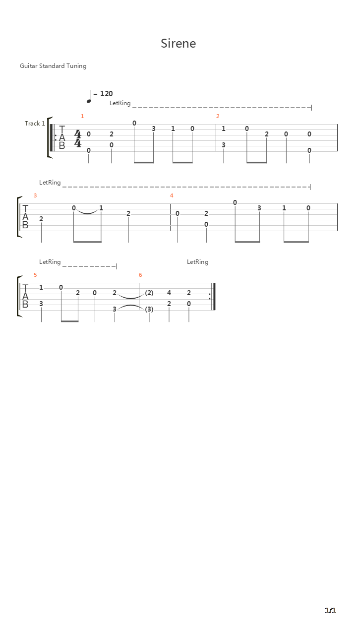 Sirene吉他谱