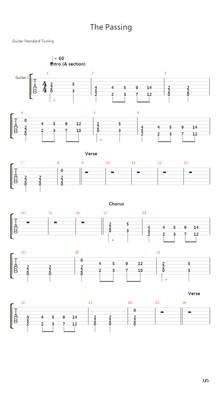 The Passing吉他谱