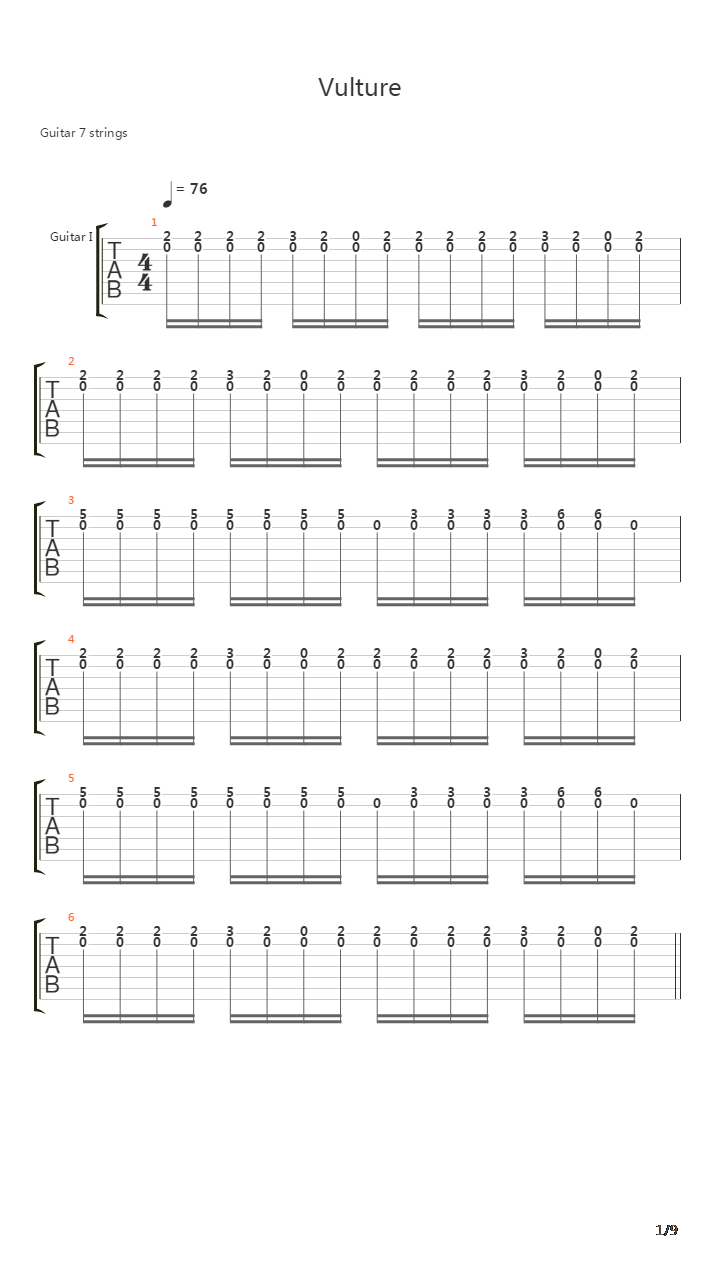 Vulture吉他谱