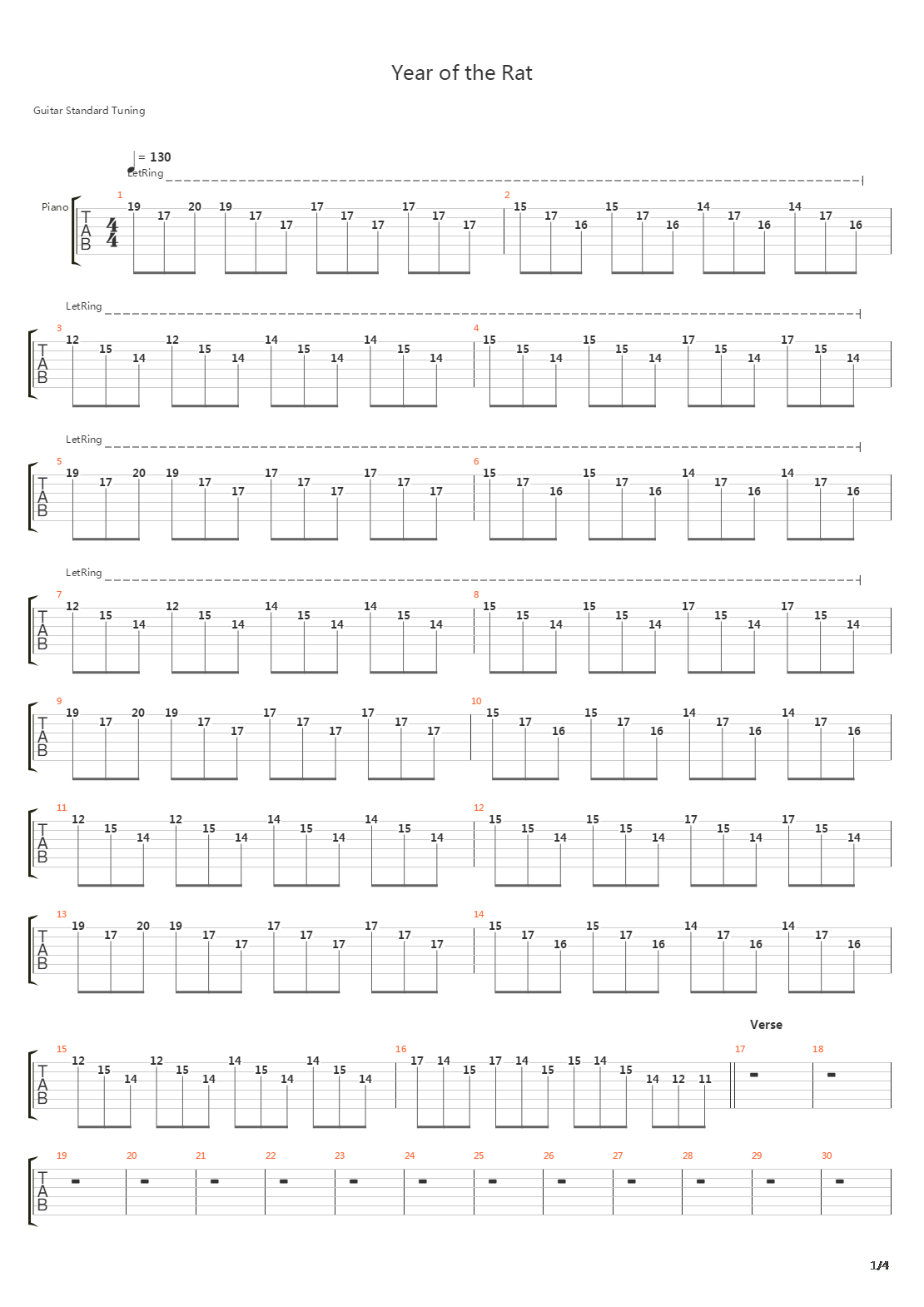 Year Of The Rat吉他谱
