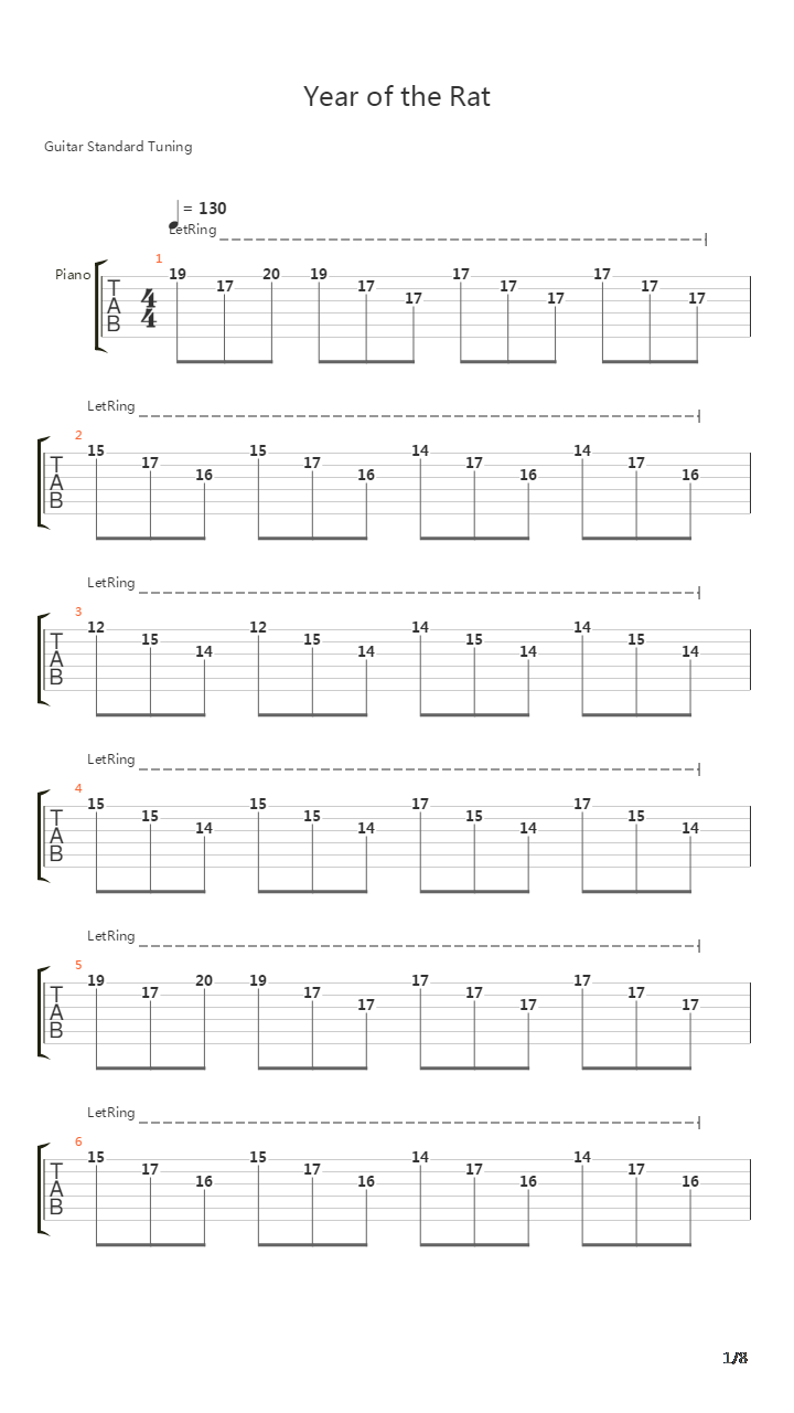 Year Of The Rat吉他谱
