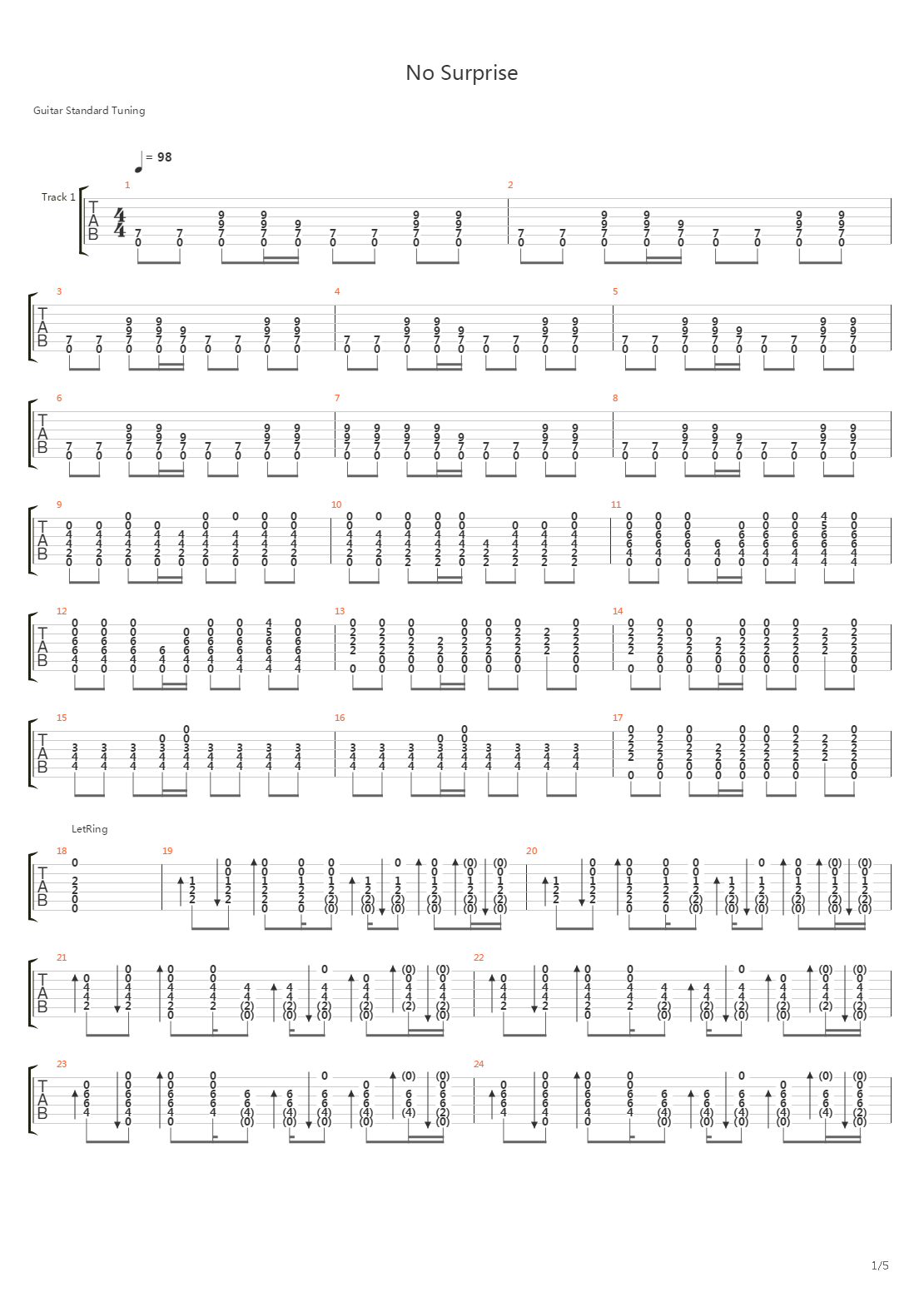 No Surprise吉他谱