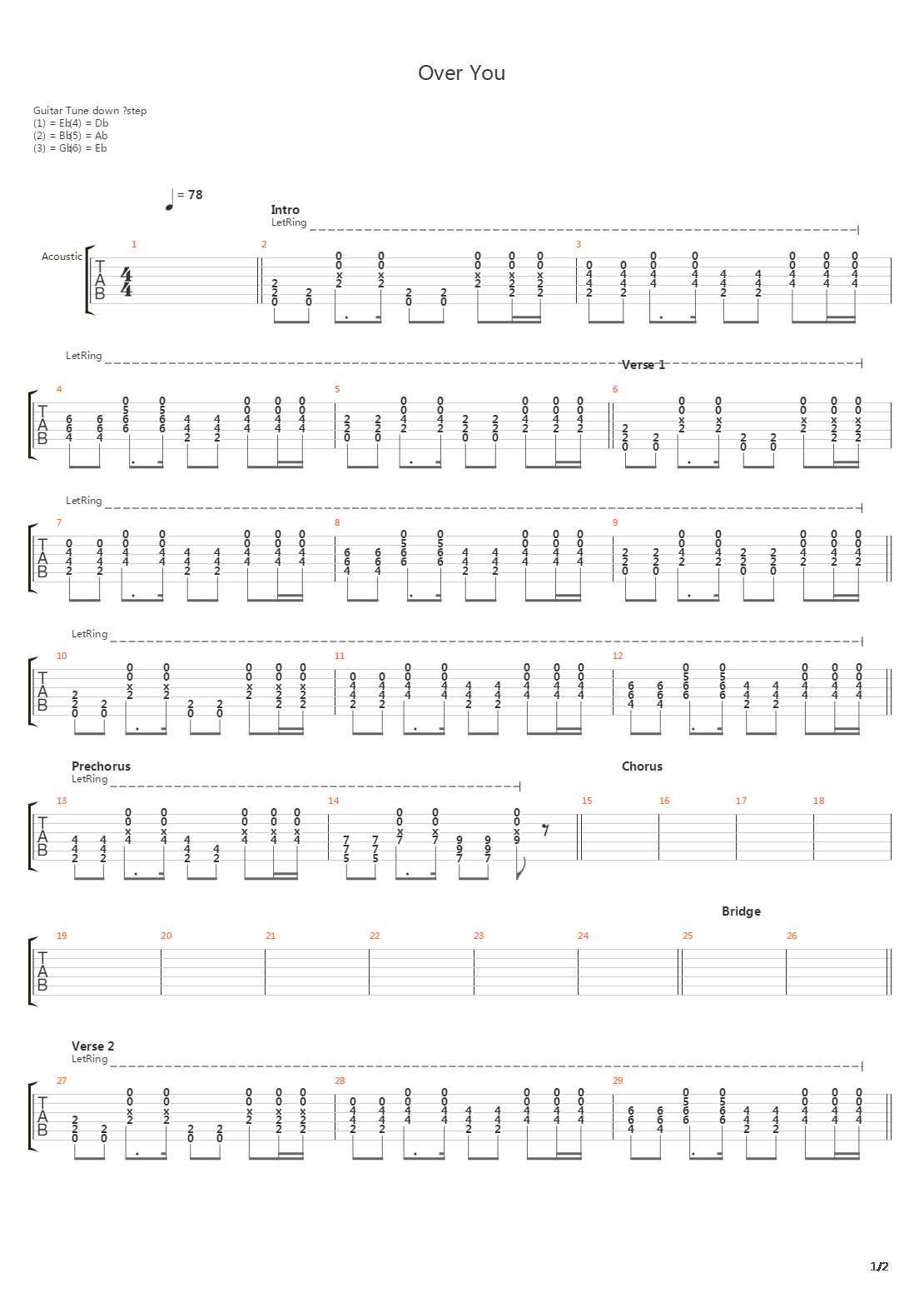 Over You吉他谱