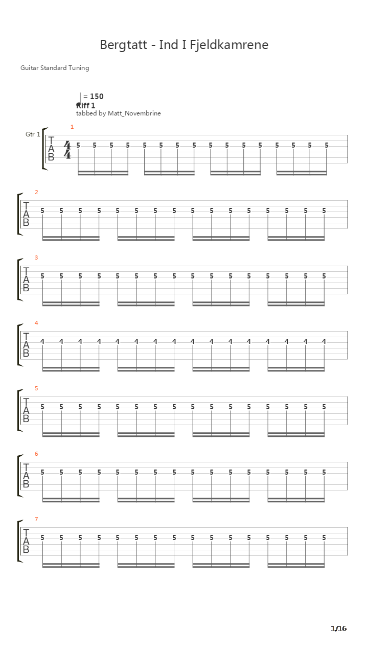 Capitel V Bergtatt - Ind I Fjeldkamrene吉他谱