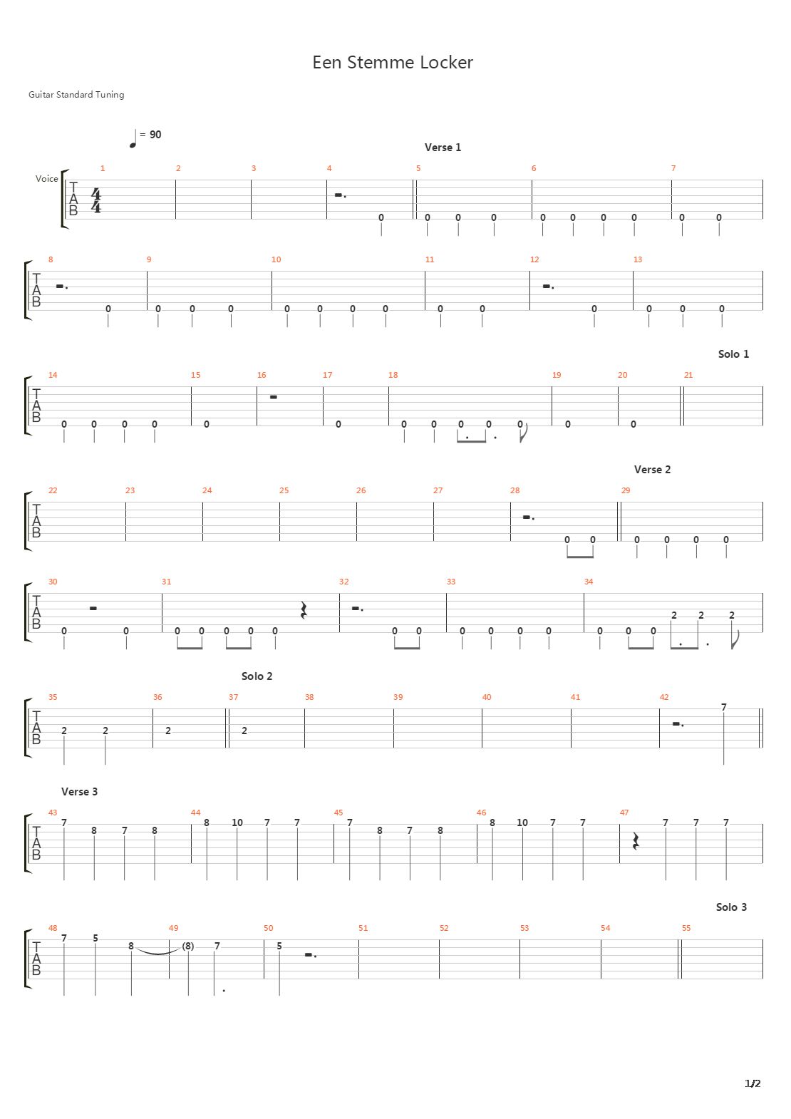 Een Stemme Locker吉他谱