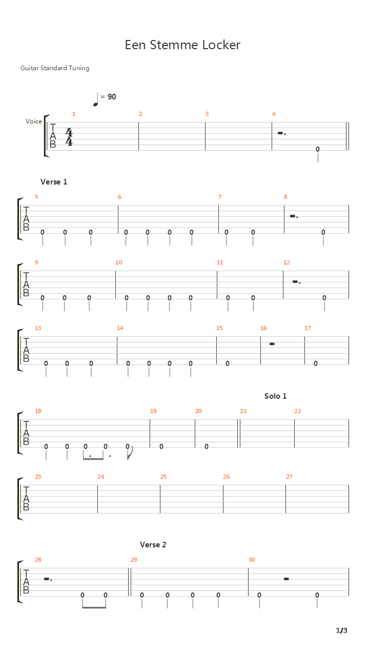 Een Stemme Locker吉他谱