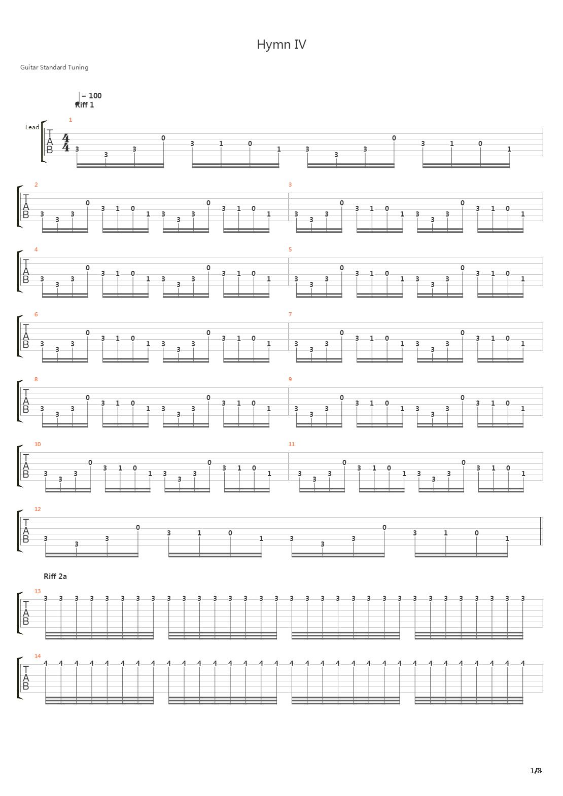 Hymn Iv吉他谱