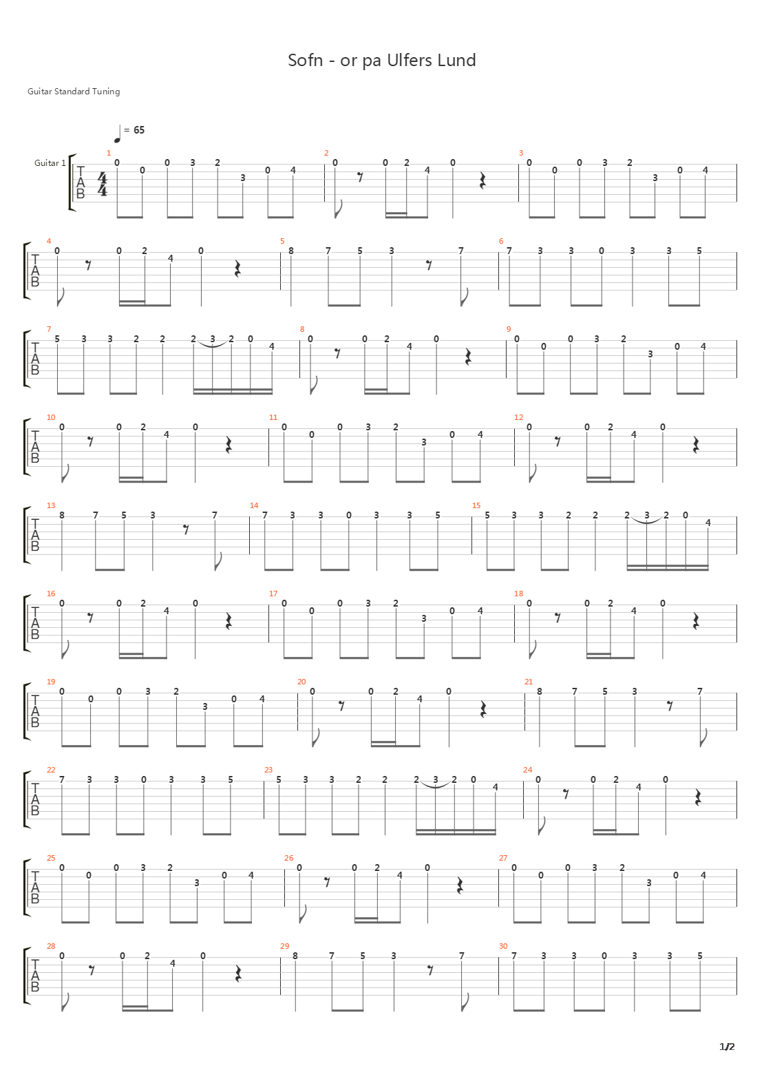 Sofu - Or Paa Alfers Lund吉他谱