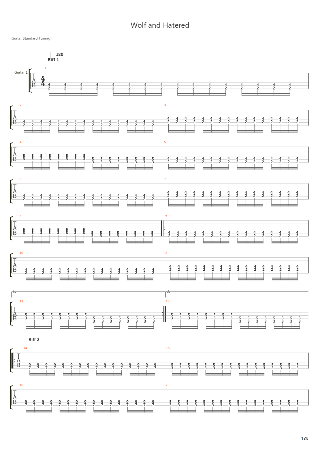 Wolf And Hatred吉他谱