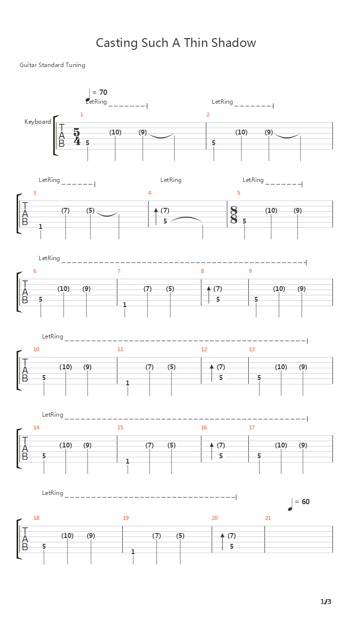 Casting Such A Thin Shadow吉他谱
