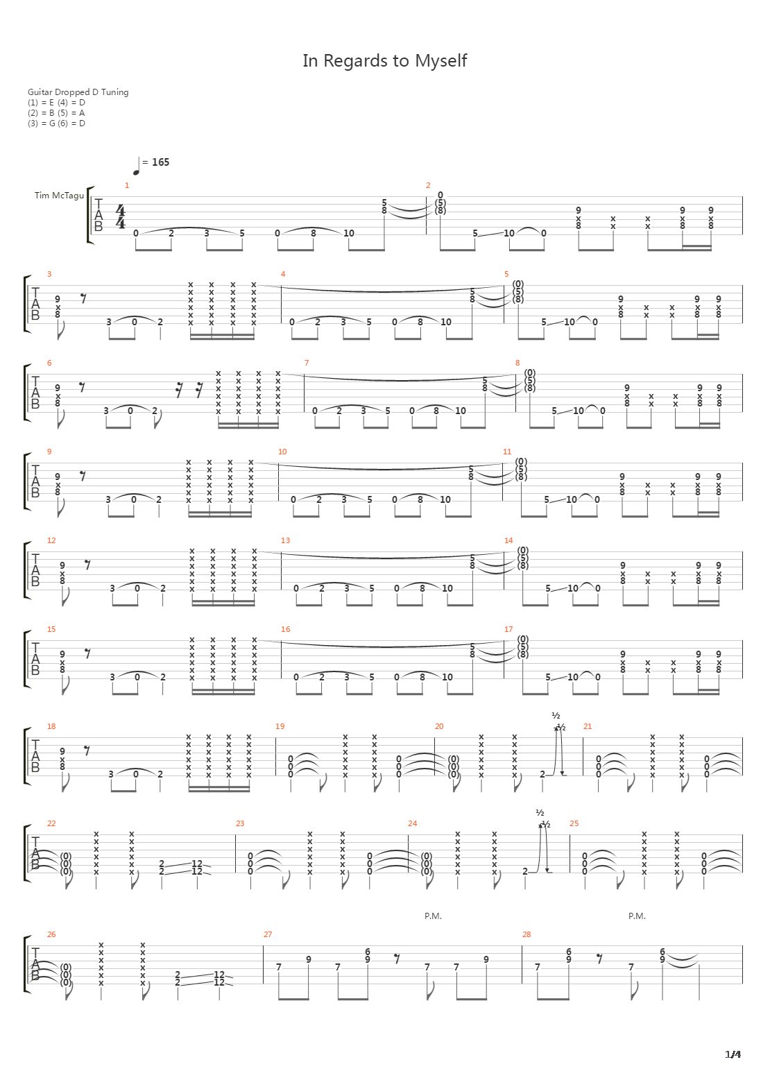 In Regards To Myself吉他谱