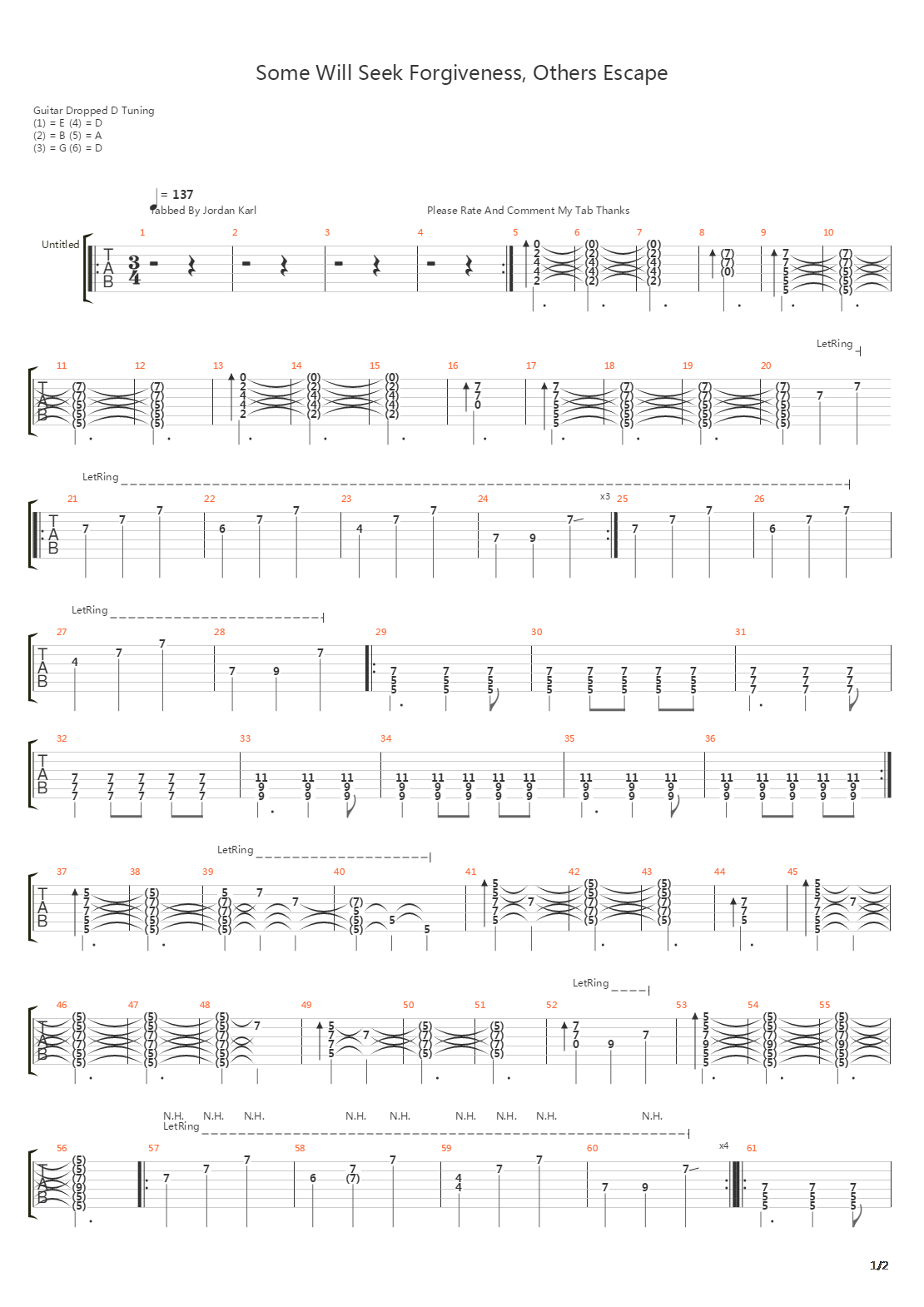 Some Will Seek Forgiveness Others Escape吉他谱
