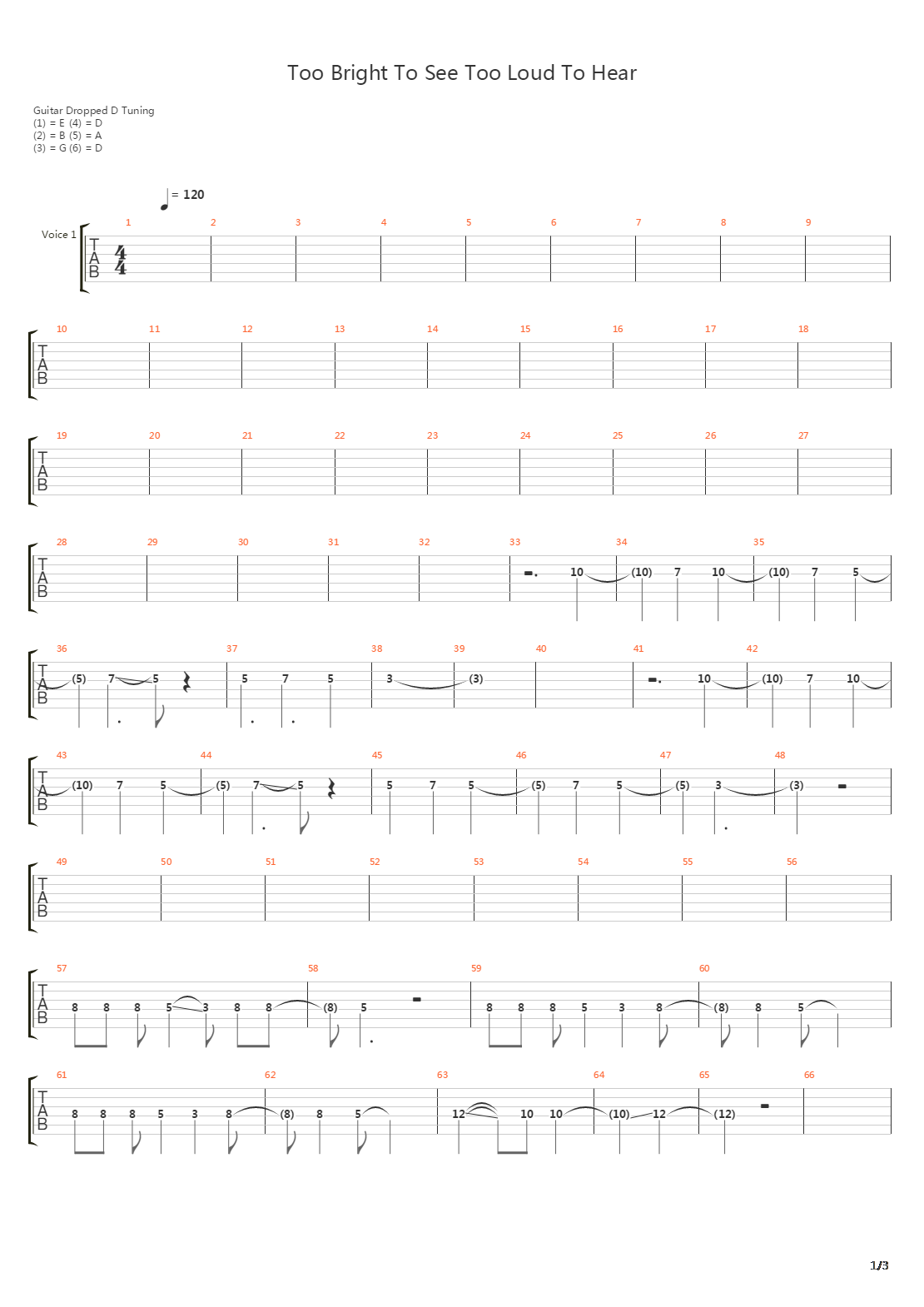 Too Bright To See Too Loud To Hear吉他谱