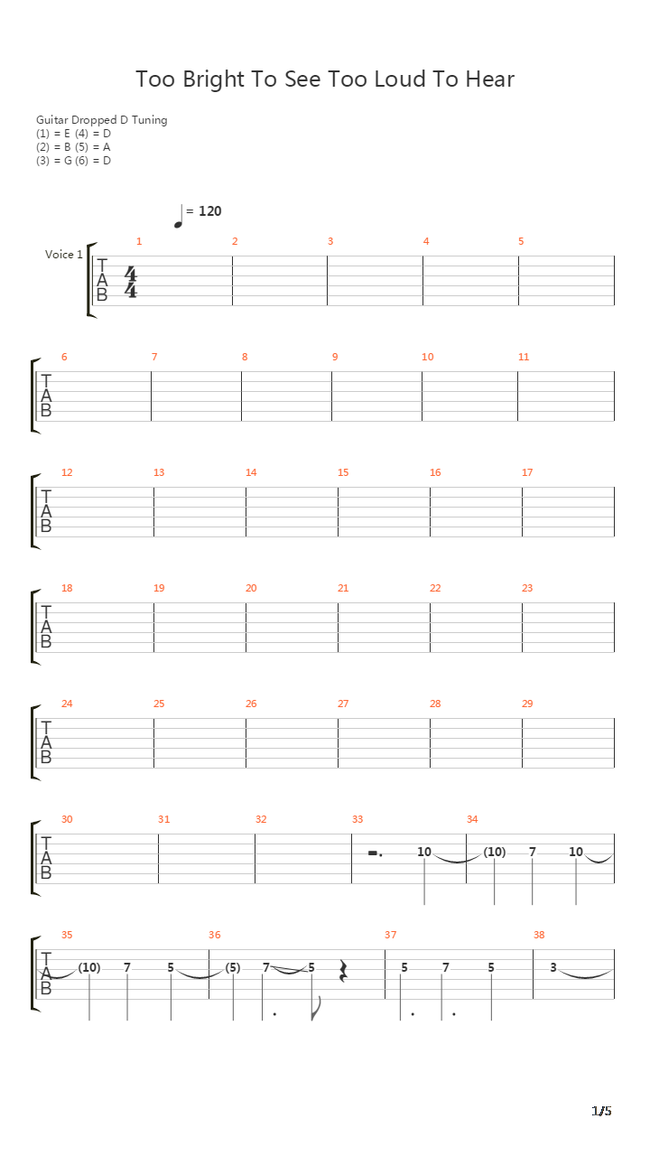 Too Bright To See Too Loud To Hear吉他谱