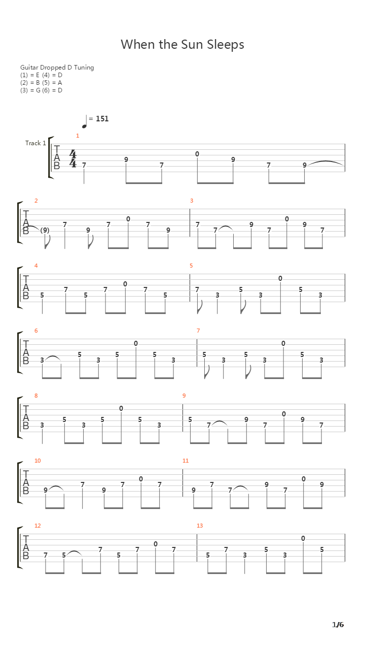 When The Sun Sleeps吉他谱