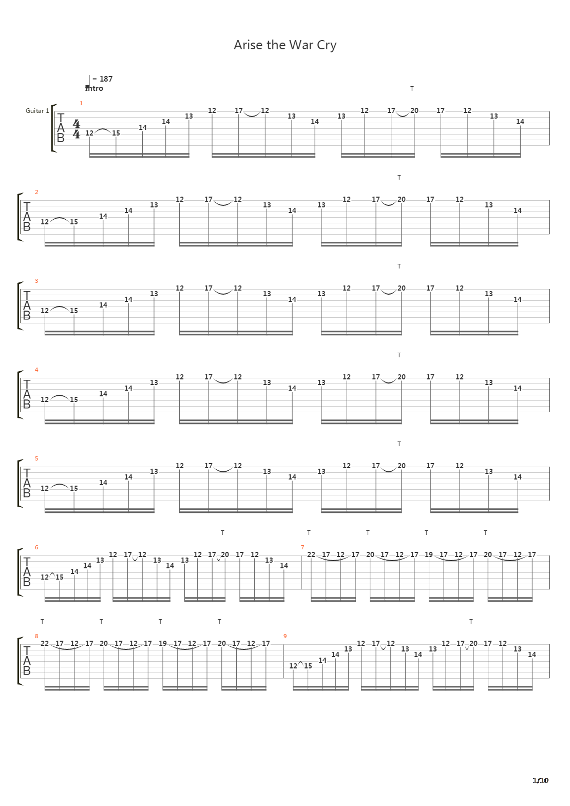 Arise The War Cry吉他谱