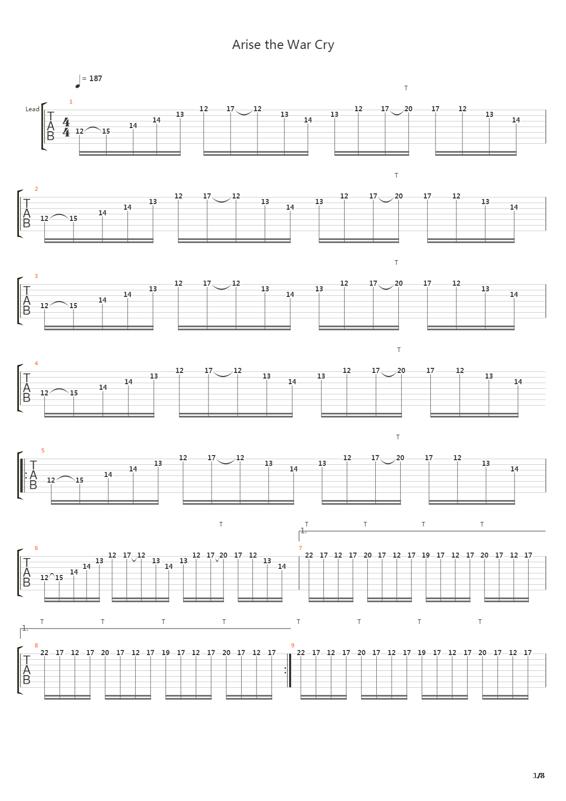 Arise The War Cry吉他谱