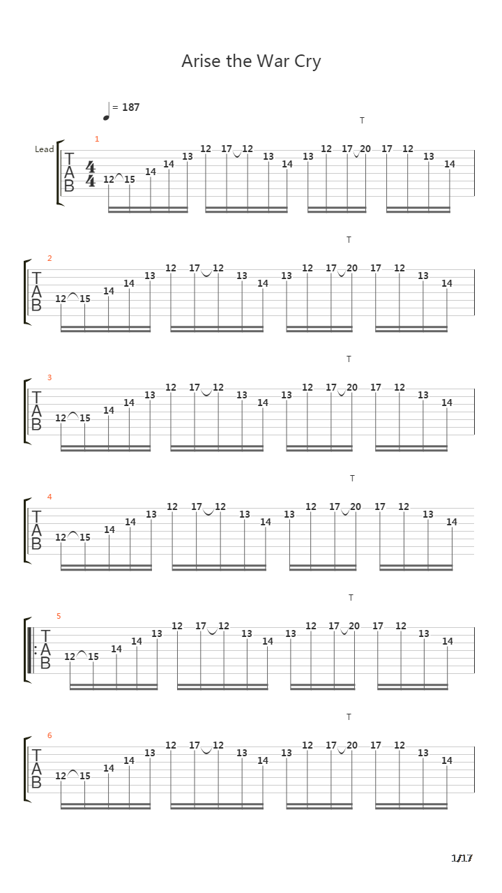 Arise The War Cry吉他谱